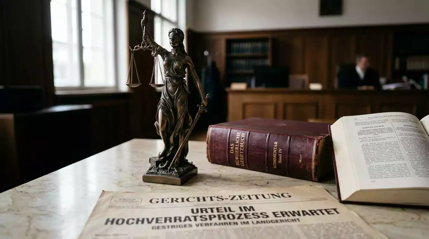 Justitia-Statue vor dem Gebäude des Europäischen Gerichtshofs in Luxemburg, daneben ein aufgeschlagenes Buch mit Aktenzeichen C-440/23.