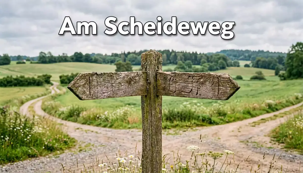 Wegweiser-Schild mit zwei Richtungspfeilen 'OASIS-Aufhebung' und 'LUGAS-Limit-Erhöhung' vor einem ruhigen Landschaftshintergrund.