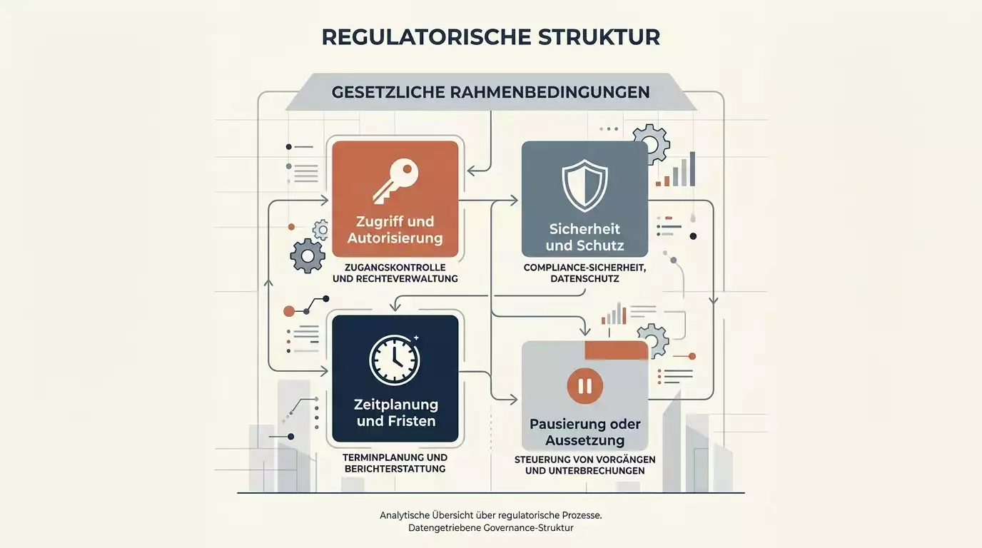 Schematische Verbindung von vier Paragraphen-Icons als Sinnbild für das ineinandergreifende Schutzsystem des GlüStV 2021